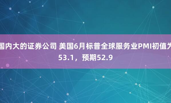 国内大的证券公司 美国6月标普全球服务业PMI初值为53.1，预期52.9